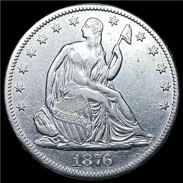 1876-CC Silver Seated Liberty Half Dollar  CHOICE AU