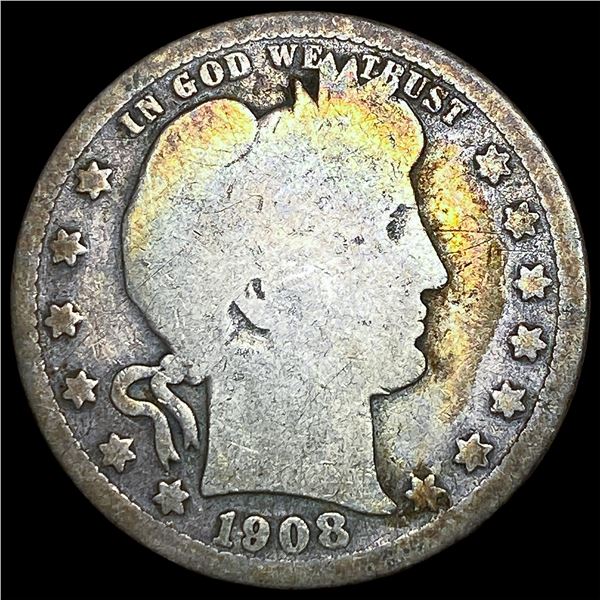 1908-S Silver Barber Quarter LIGHTLY  CIRCULATED