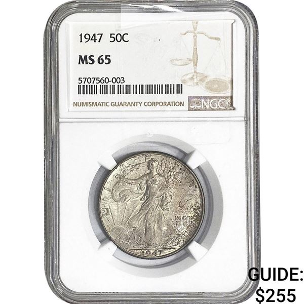 1947 Walking Liberty Half Dollar NGC MS65