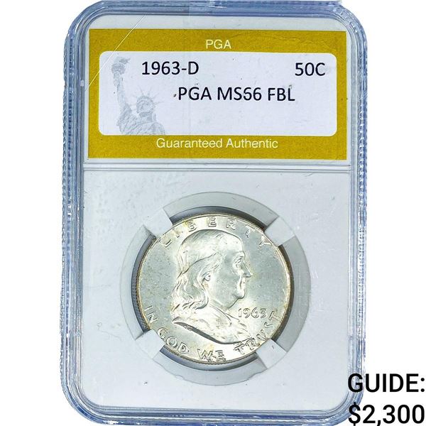 1963-D Franklin Half Dollar PGA MS66 FBL