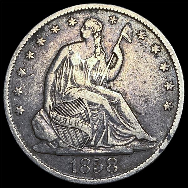 1858-O Silver Seated Liberty Half Dollar  NEARLY UNCIRCULATED