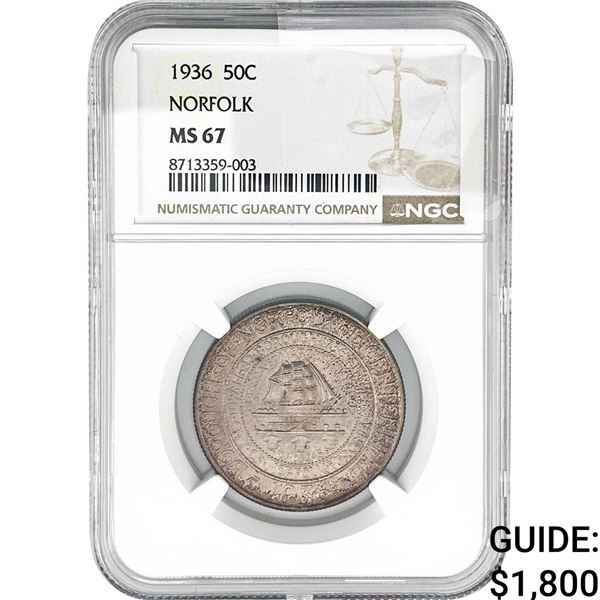 1936 Norfolk Half Dollar NGC MS67