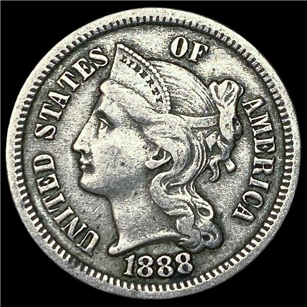 1888 Nickel Three-Cent Piece NEARLY  UNCIRCULATED