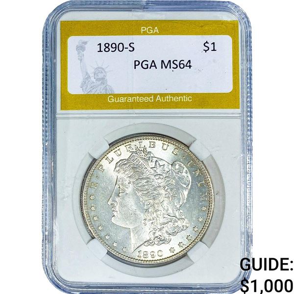 1890-S Morgan Silver Dollar PGA MS64