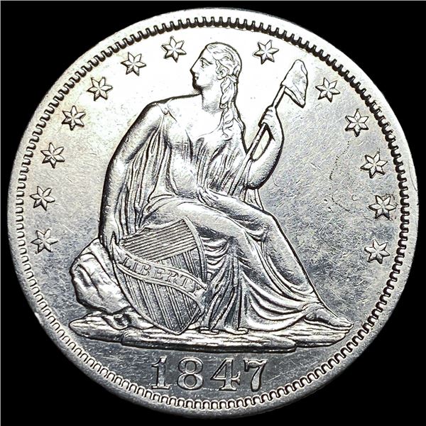 1847 Silver Seated Liberty Half Dollar  CLOSELY UNCIRCULATED