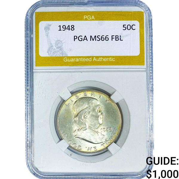 1948 Franklin Half Dollar PGA MS66 FBL