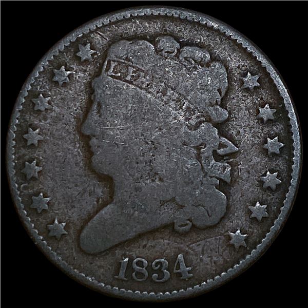1834 Classic Head Half Cent NEARLY  UNCIRCULATED