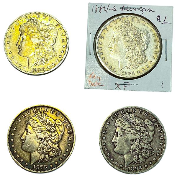 [4 Coins] 1879-1892 Morgan Silver Dollar