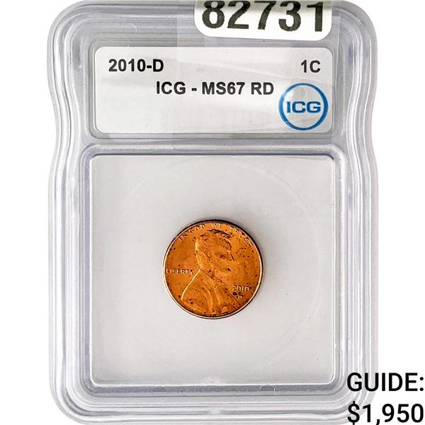 2010-D Lincoln Shield Penny ICG MS67 RD