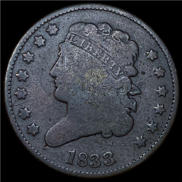 1833 Classic Head Half Cent NEARLY  UNCIRCULATED