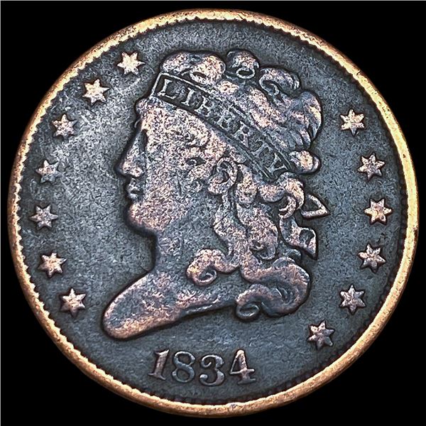 1834 Classic Head Half Cent NEARLY  UNCIRCULATED