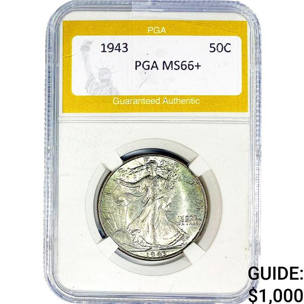 1943 Walking Liberty Half Dollar PGA MS66+