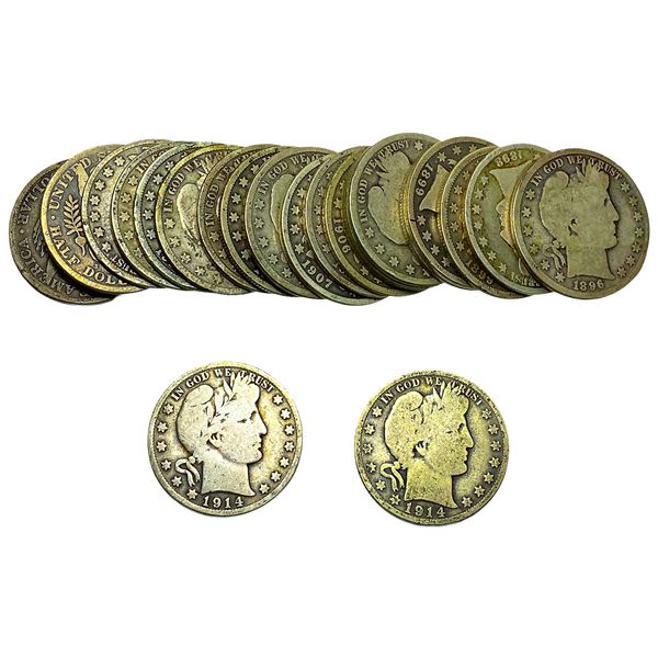 [23 Coins] 1896-1915 Barber Half Dollar