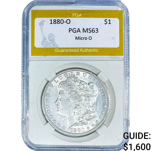 1880-O Morgan Silver Dollar PGA MS63 Micro O