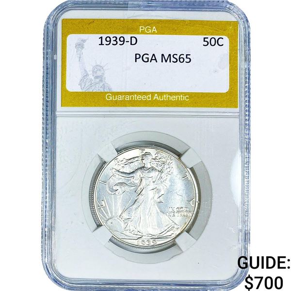 1939-D Walking Liberty Half Dollar PGA MS65