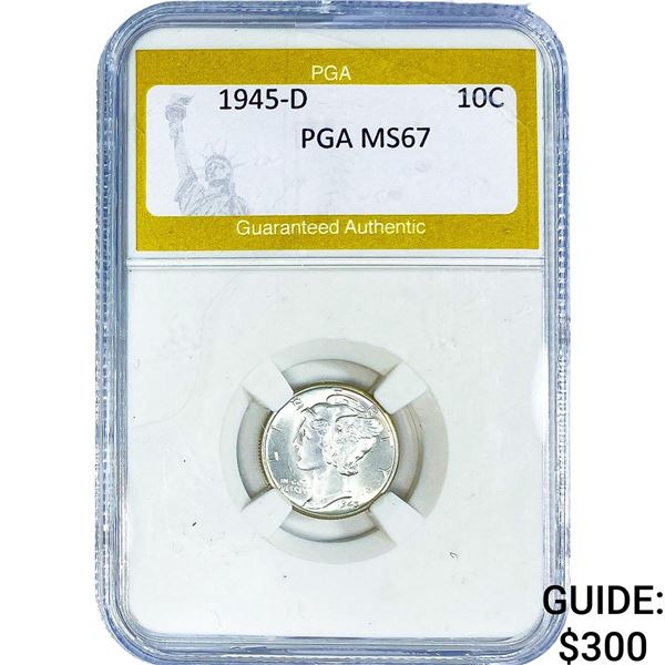 1945-D Mercury Silver Dime PGA MS67