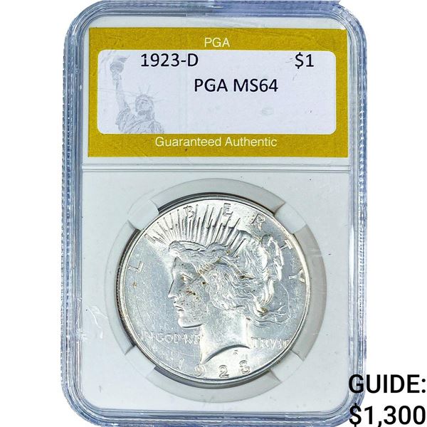 1923-D Silver Peace Dollar PGA MS64