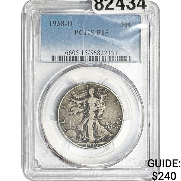 1938-D Walking Liberty Half Dollar PCGS F15