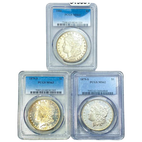 [3 Coins] 1879-1886 Morgan Silver Dollar PCGS  MS62-63