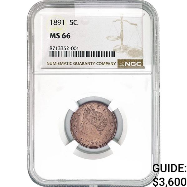 1891 Liberty Victory Nickel NGC MS66