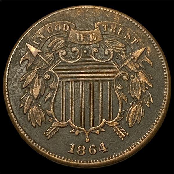 1864 Two-Cent Piece NEARLY UNCIRCULATED