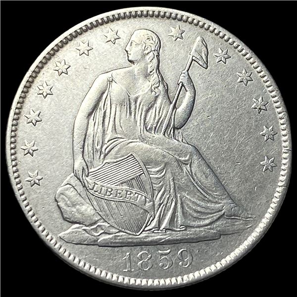 1859-O Silver Seated Liberty Half Dollar  CHOICE AU