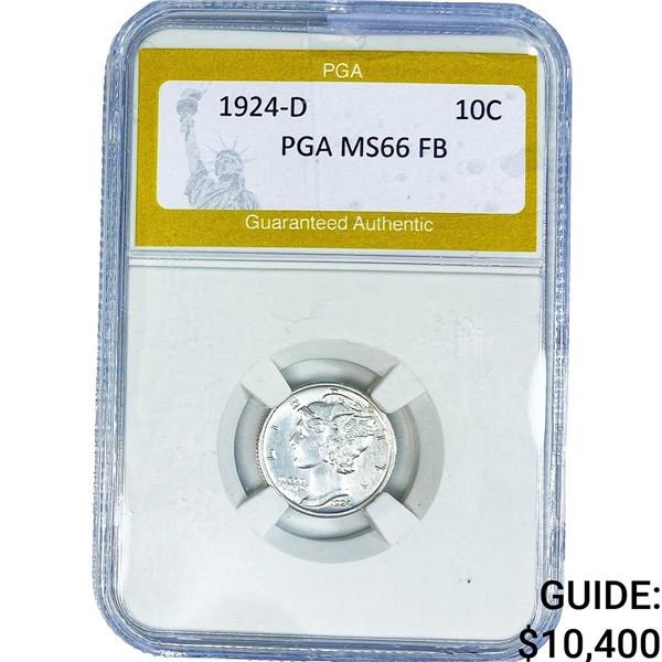 1924-D Mercury Silver Dime PGA MS66 FB