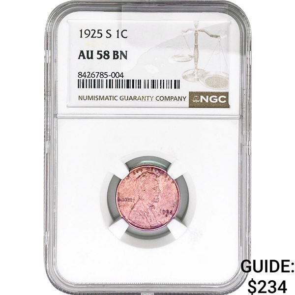 1925-S Wheat Cent NGC AU58 BN