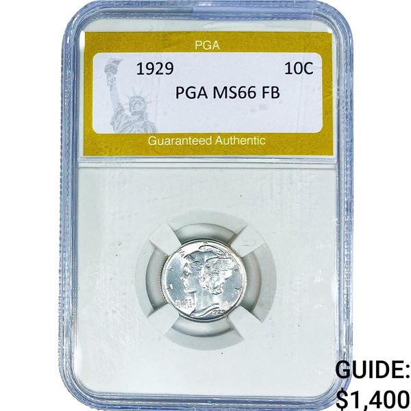 1929 Mercury Silver Dime PGA MS66 FB