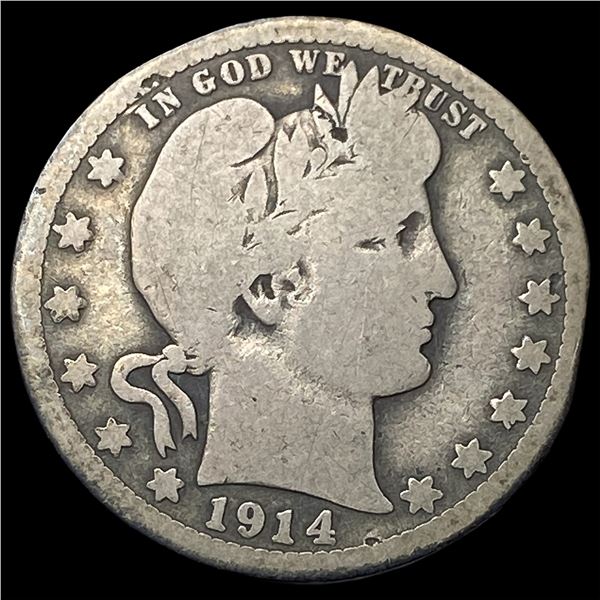 1914-S Silver Barber Quarter LIGHTLY  CIRCULATED