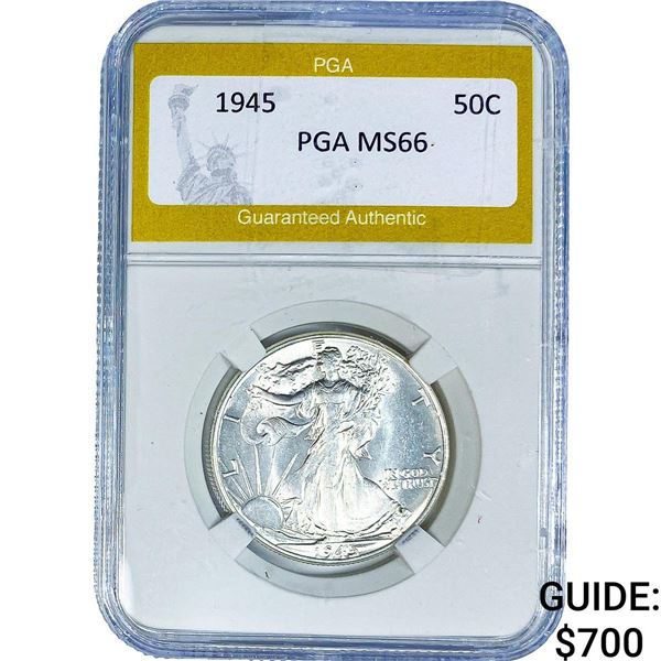 1945 Walking Liberty Half Dollar PGA MS66