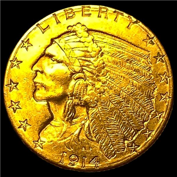 1914-D Indian Head Gold $2.50 Quarter Eagle  UNCIRCULATED