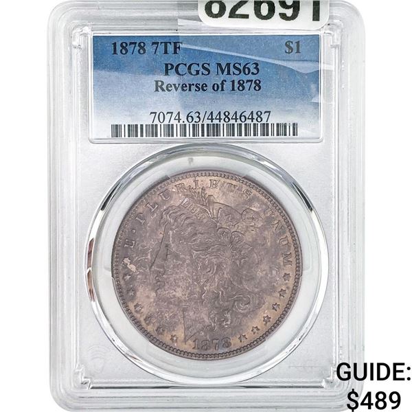 1878 Rev. 1878 Morgan Silver Dollar PCGS MS63