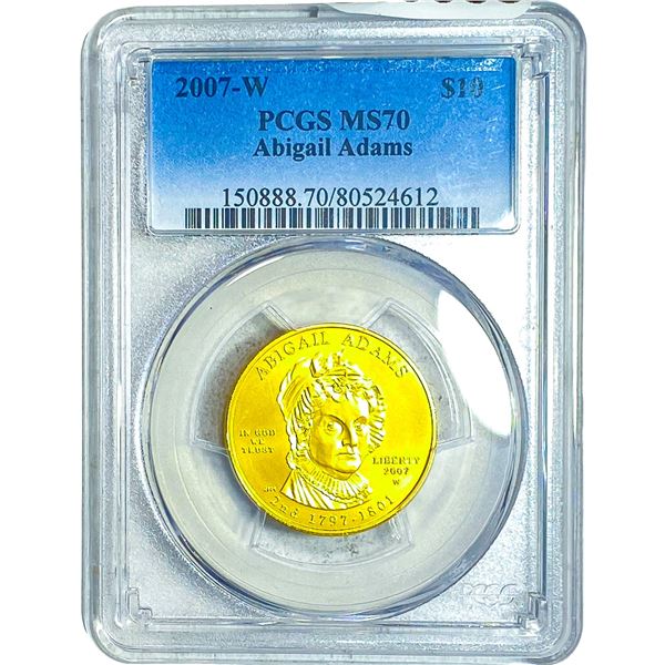 2007-W Abigail Adams Gold $10 1/2 oz PCGS MS70