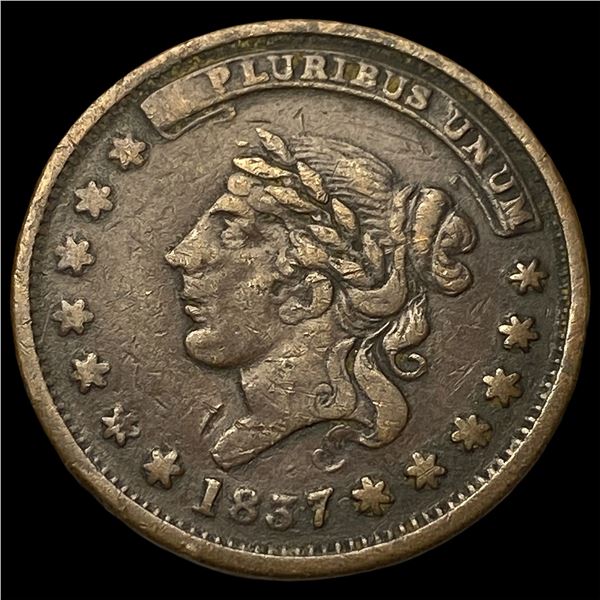 1837 Hard Times Token Centre Market ABOUT  UNCIRCULATED