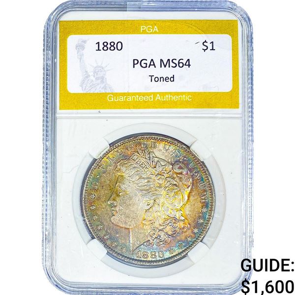 1880 Morgan Silver Dollar PGA MS64 Toned