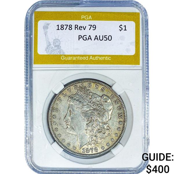 1878 Rev 79 Morgan Silver Dollar PGA AU50