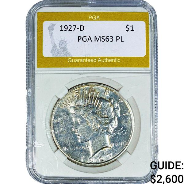 1927-D Silver Peace Dollar PGA MS63 PL