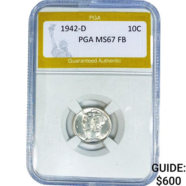 1942-D Mercury Silver Dime PGA MS67 FB