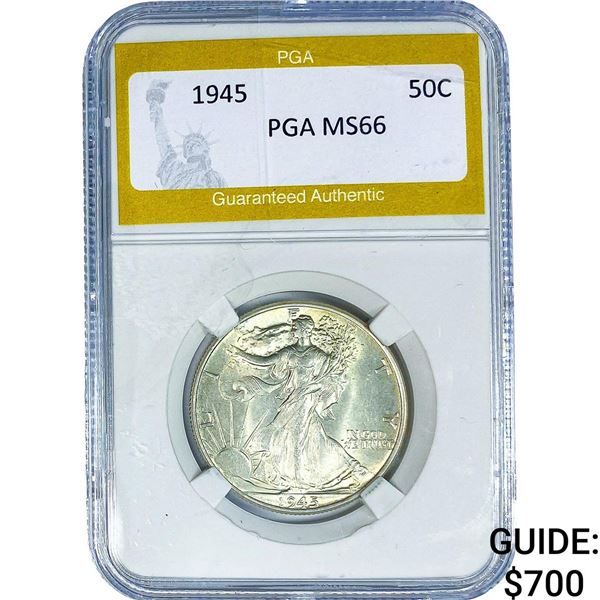 1945 Walking Liberty Half Dollar PGA MS66