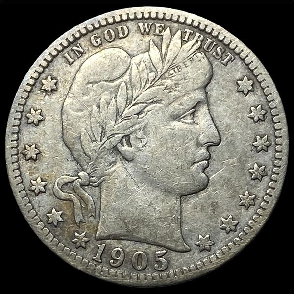 1905-S Silver Barber Quarter NEARLY  UNCIRCULATED
