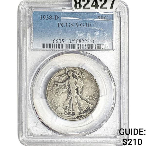 1938-D Walking Liberty Half Dollar PCGS VG10