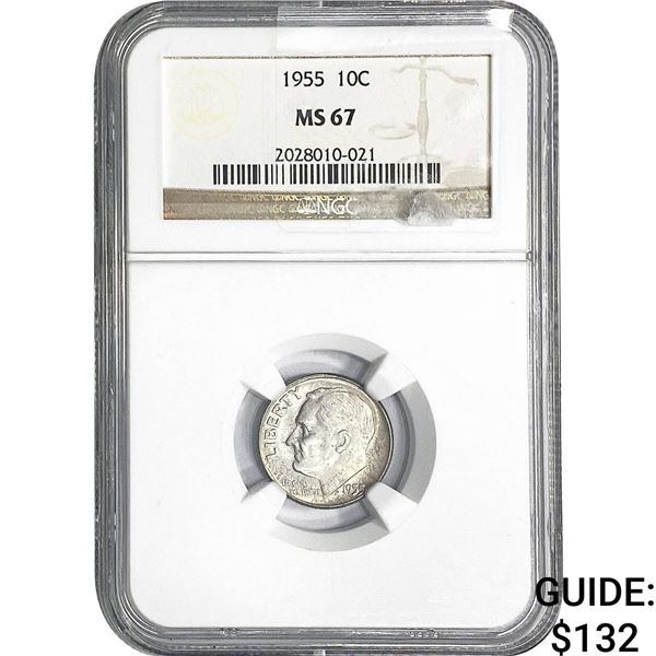 1955 Roosevelt Dime NGC MS67