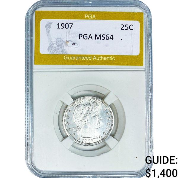 1907 Barber Quarter PGA MS64