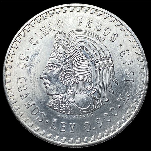 1948 Mexico Silver 5 Pesos CLOSELY  UNCIRCULATED