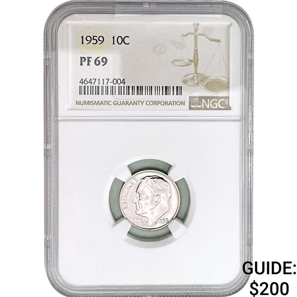 1959 Roosevelt Dime NGC PF69