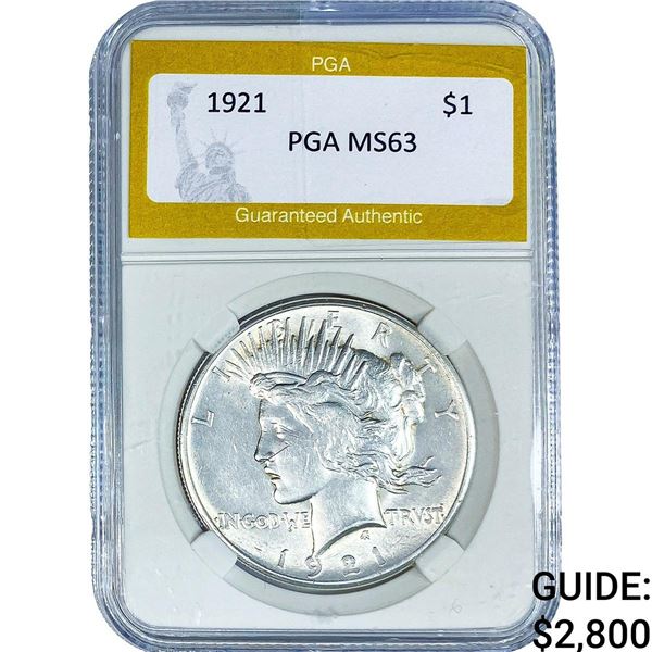 1921 Silver Peace Dollar PGA MS63
