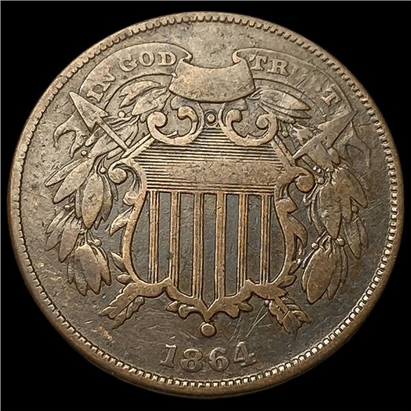 1864 Small Motto Two-Cent Piece NEARLY UNCIRCULATED