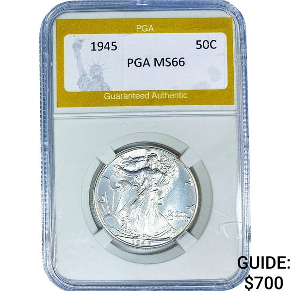 1945 Walking Liberty Half Dollar PGA MS66