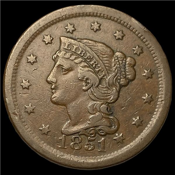 1851 Braided Hair Large Cent NEARLY  UNCIRCULATED